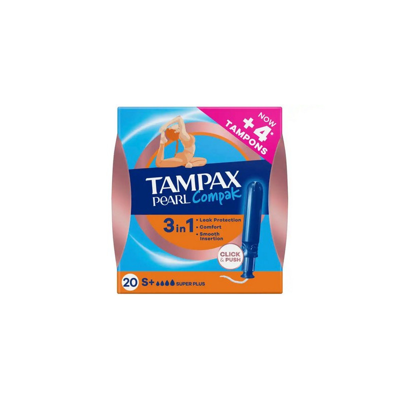 TAMPON TAMPAX PEARL COMPAK SUPER PLUS CAJA DE 20 UNIDADES
