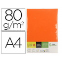 Papel color liderpapel din a4 80 gr naranja intenso paquete de 500 hojas.