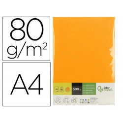 Papel color liderpapel din a4 80 gr naranja neon paquete de 500 hojas.
