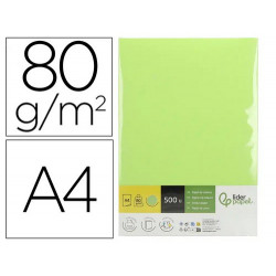 Papel color liderpapel din a4 80 gr verde paquete de 500 hojas.
