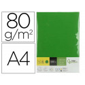 Papel color liderpapel din a4 80 gr verde intenso paquete de 500 hojas.