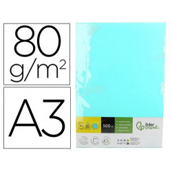 Papel color liderpapel din a3 80 gr celeste paquete de 500 hojas.