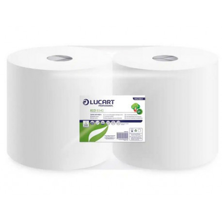 Papel secamanos lucart ecologico 17,5 g 2 capas 220 mm x 342 m paquete de 2 rollos.