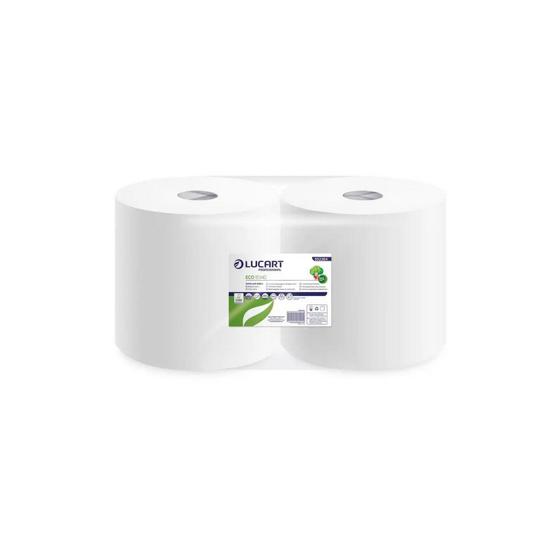 Papel secamanos lucart ecologico 17,5 g 2 capas 220 mm x 342 m paquete de 2 rollos.
