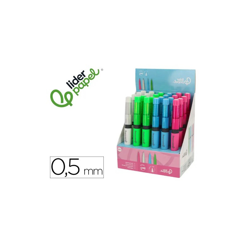 PORTAMINAS LIDERPAPEL COLECCION 2 CON FUELLE Y GOMA CON ACABADO SOFT TOUCH 0,5 MM 4 COLORES SURTIDOS