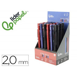 PORTAMINAS LIDERPAPEL TECH CON CLIP Y SACAPUNTAS 2 MM 3 COLORES SURTIDOS