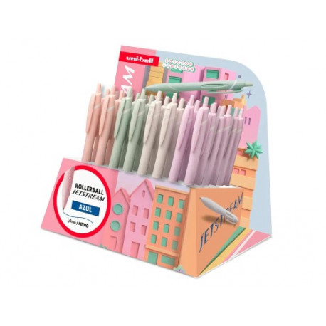 BOLIGRAFO UNI-BALL JET STREAM SPORT SXN-150 TINTA HIBRIDA AZUL EXPOSITOR DE 48 UNIDADES COLORES PAST