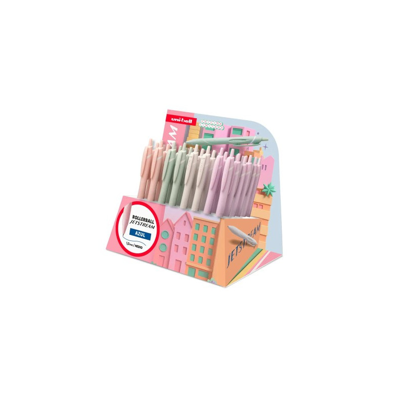 BOLIGRAFO UNI-BALL JET STREAM SPORT SXN-150 TINTA HIBRIDA AZUL EXPOSITOR DE 48 UNIDADES COLORES PAST