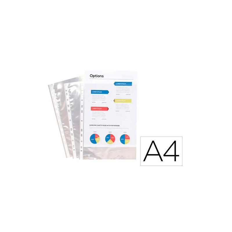 FUNDA MULTITALADRO EXACOMPTA POLIPROPILENO 60 MC DIN A4 CRISTAL PAQUETE DE 50 UNIDADES