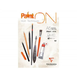 BLOC DE DIBUJO MULTITECNICAS CLAIREFONTAINE PAINT ON DIN A5 ENCOLADO 40 HOJAS 250 GR LISO