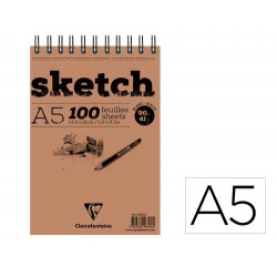 BLOC DE DIBUJO ESPIRAL CROQUIS CLAIREFONTAINE DIN A5 MICROPERFORADO 148X210 MM 100 HOJAS BLANCAS 90 
