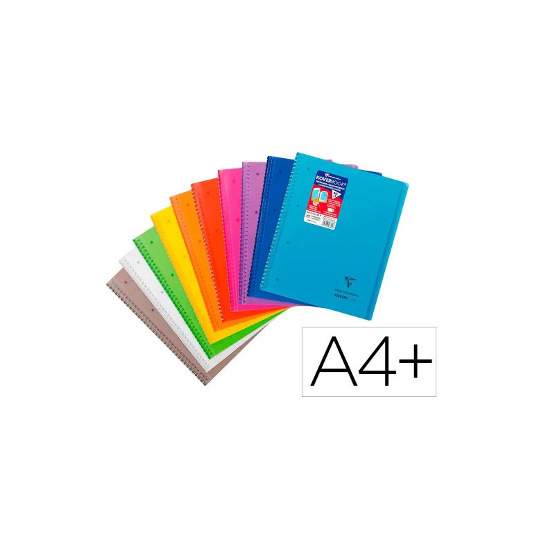 CUADERNO ESPIRAL CLAIREFONTAINE KOVERBOOK TAPA POLIPROPILENO DIN A4+ 80 HOJAS CUADRO 5 MM BANDA 4