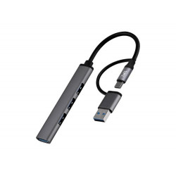 HUB TNB ULTRAFINO USB-A /USB-C 4XUSB-A COLOR ALUMINIO