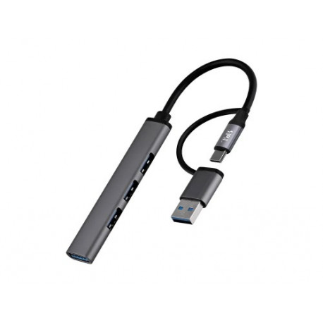HUB TNB ULTRAFINO USB-A /USB-C 4XUSB-A COLOR ALUMINIO
