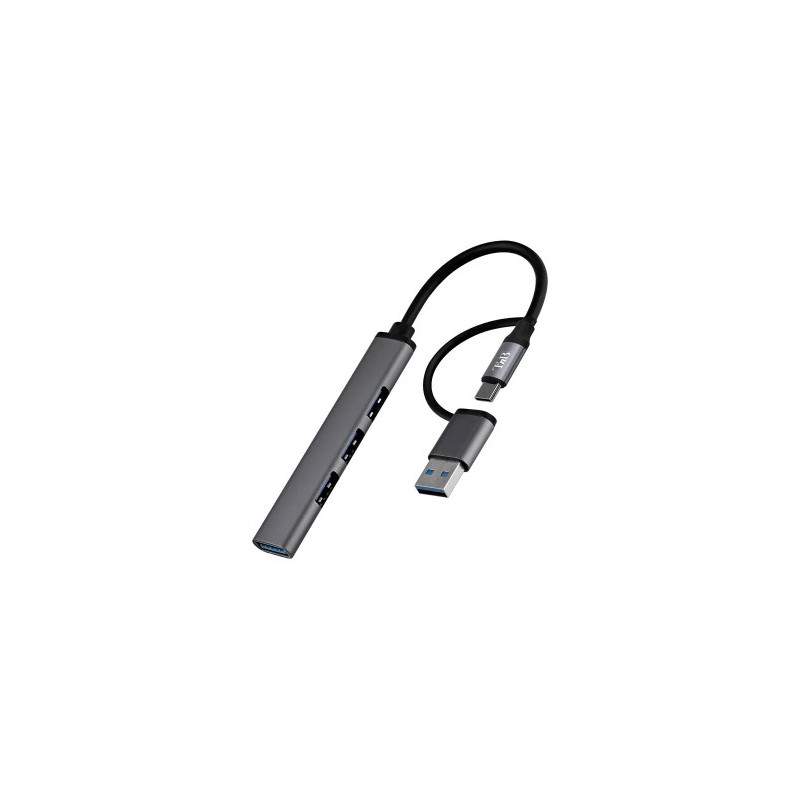 HUB TNB ULTRAFINO USB-A /USB-C 4XUSB-A COLOR ALUMINIO