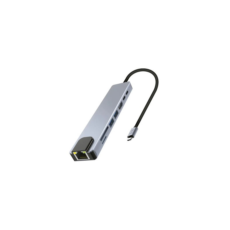 HUB TNB ICLIK 8 EN 1 USB-C COLOR ALUMINIO