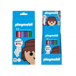LAPICES DE COLORES DOHE PLAYMOBIL CAJA DE 12 UNIDADES COLORES SURTIDOS + 4 HOJAS PARA COLOREAR