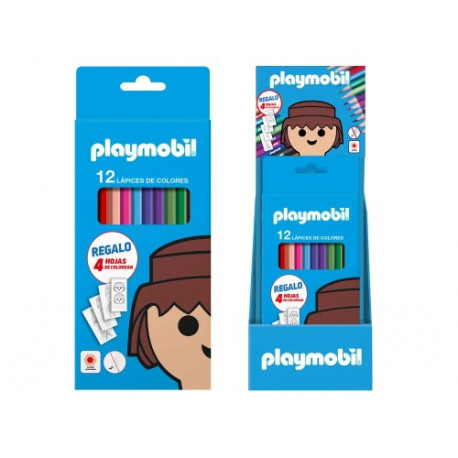 LAPICES DE COLORES DOHE PLAYMOBIL CAJA DE 12 UNIDADES COLORES SURTIDOS + 4 HOJAS PARA COLOREAR