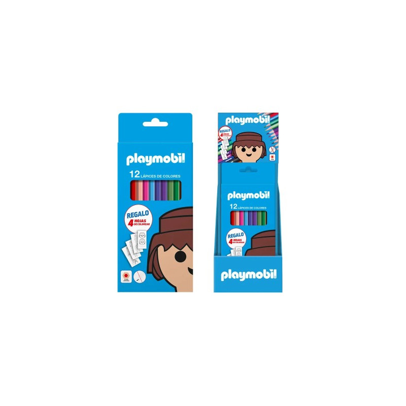 LAPICES DE COLORES DOHE PLAYMOBIL CAJA DE 12 UNIDADES COLORES SURTIDOS + 4 HOJAS PARA COLOREAR