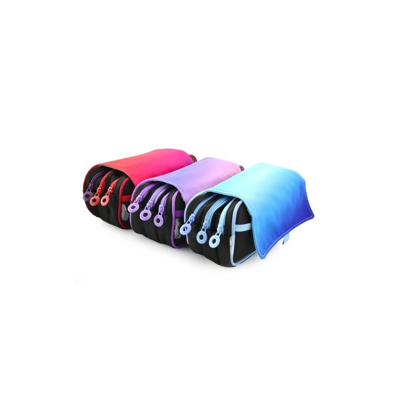 ESTUCHE PORTATODO OFFICE BOX TRIPLE CREMALLERA COLORES MIX SURTIDOS 220X110X90 MM