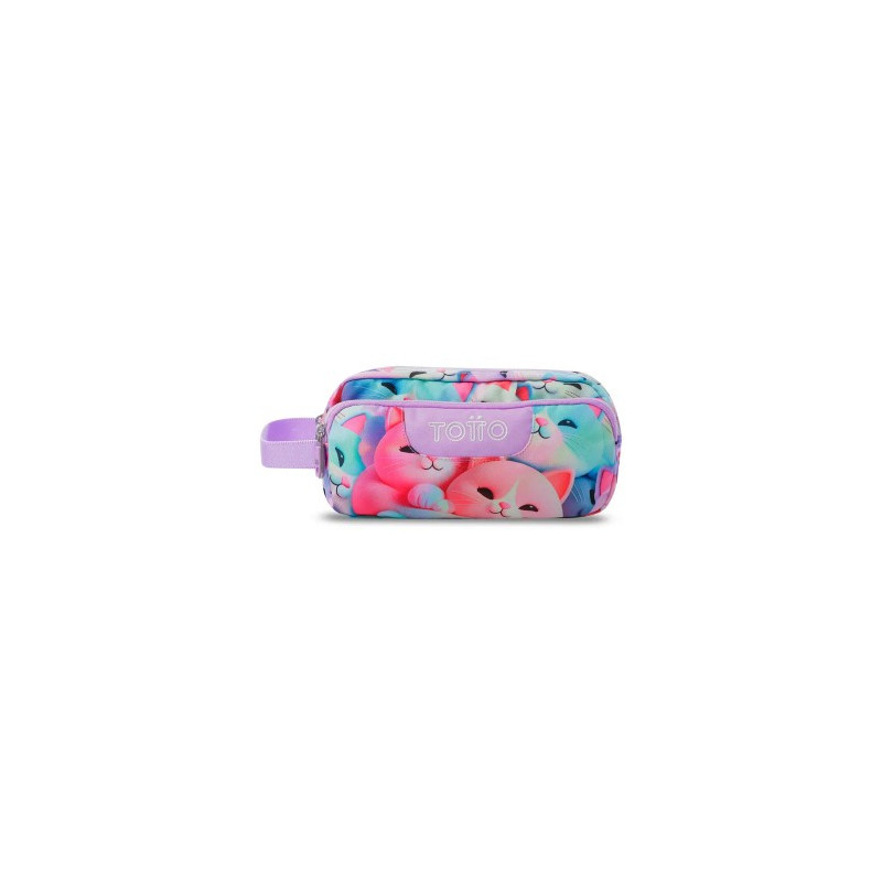 BOLSO PORTATODO TOTTO TRIPLE CREMALLERA GATITOS MORADOS 115X230X105 MM