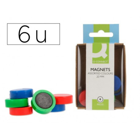 IMAN PARA SUJECION Q-CONNECT IDEAL PARA PIZARRAS MAGNETICAS 20 MM COLORES SURTIDOS CAJA DE 6 UNIDADE