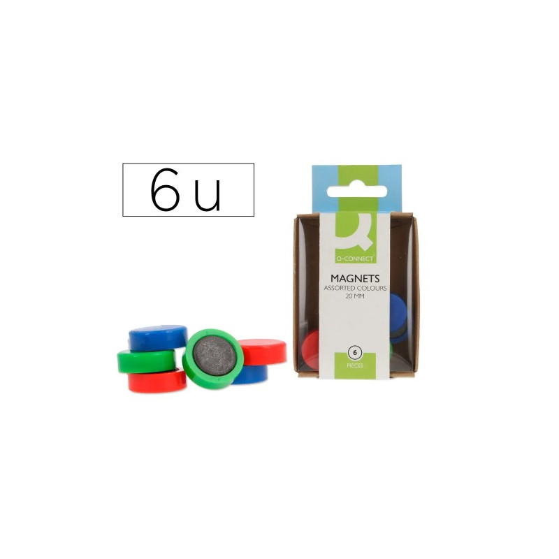 IMAN PARA SUJECION Q-CONNECT IDEAL PARA PIZARRAS MAGNETICAS 20 MM COLORES SURTIDOS CAJA DE 6 UNIDADE