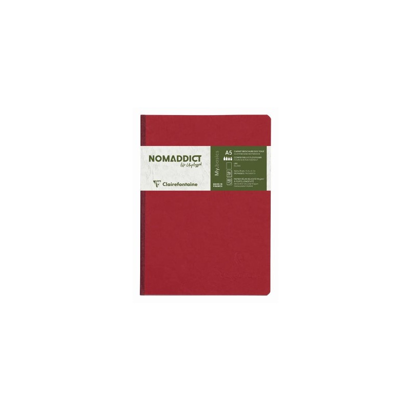 LIBRETA COSIDA CLAIREFONTAINE 14,8X21 CM 96 HOJAS AGE-BAG LISO ROJO