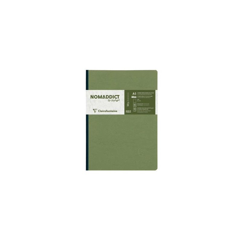 LIBRETA COSIDA CLAIREFONTAINE 14,8X21 CM 96 HOJAS AGE-BAG LISO VERDE