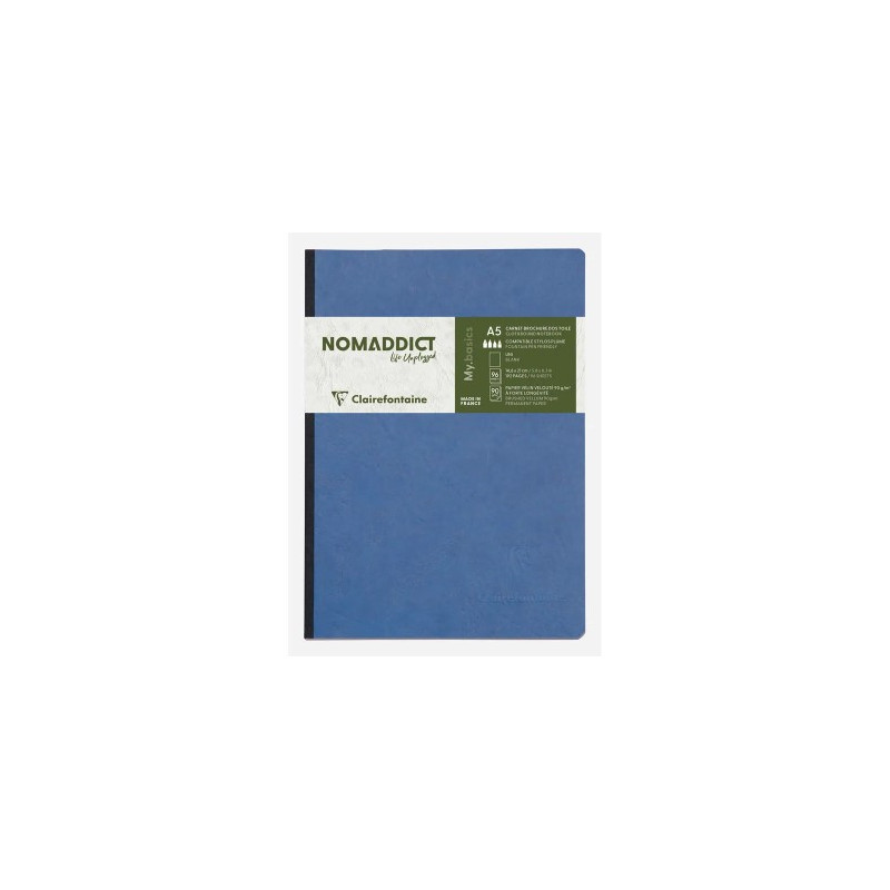 LIBRETA COSIDA CLAIREFONTAINE 14,8X21 CM 96 HOJAS AGE-BAG LISO AZUL