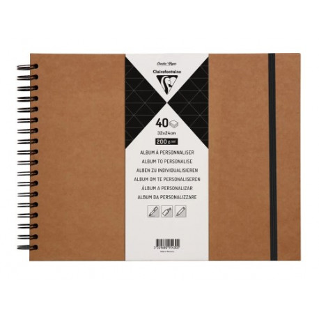 ALBUM ESPIRAL PARA PERSONALIZAR CLAIREFONTAINE TAPA DURA KRAFT 32X24 CM 40 HOJAS 200 GR