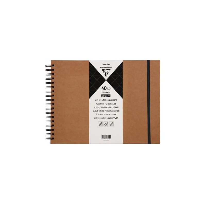 ALBUM ESPIRAL PARA PERSONALIZAR CLAIREFONTAINE TAPA DURA KRAFT 32X24 CM 40 HOJAS 200 GR
