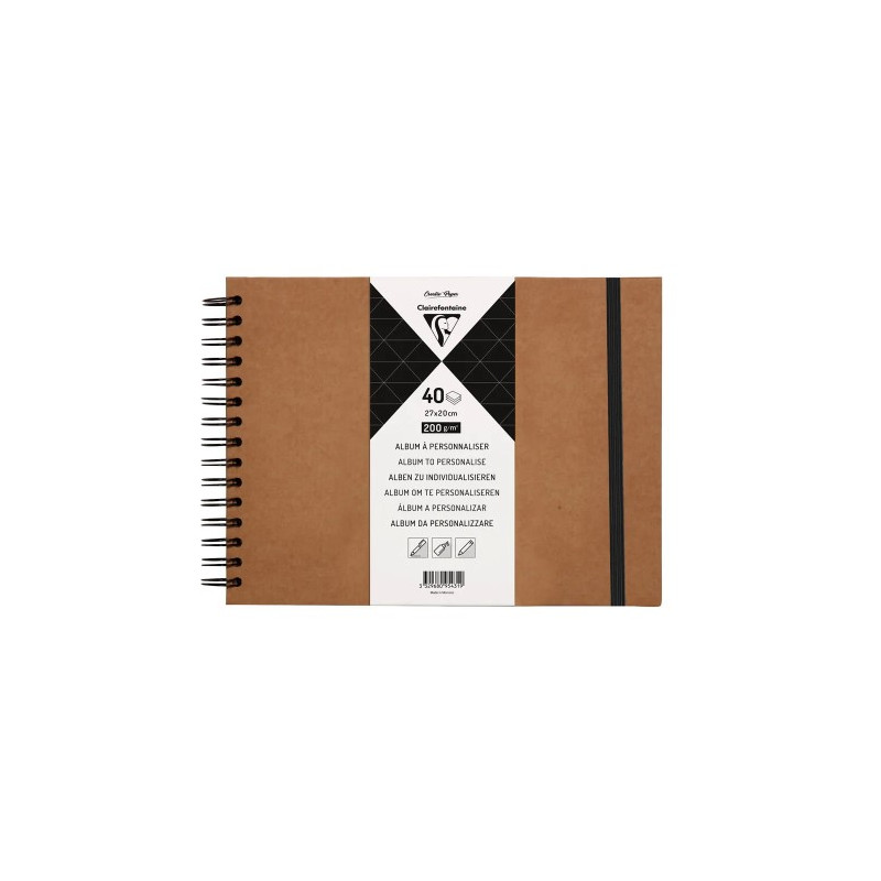 ALBUM ESPIRAL PARA PERSONALIZAR CLAIREFONTAINE TAPA DURA KRAFT 27X20 CM 40 HOJAS 200 GR