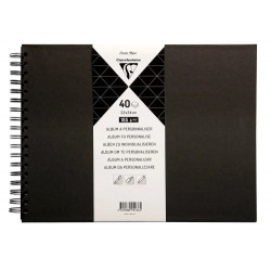 ALBUM ESPIRAL PARA PERSONALIZAR CLAIREFONTAINE TAPA DURA NEGRA 32X24 CM 40 HOJAS 185 GR