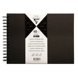 ALBUM ESPIRAL PARA PERSONALIZAR CLAIREFONTAINE TAPA DURA NEGRA 27X20 CM 40 HOJAS 185 GR