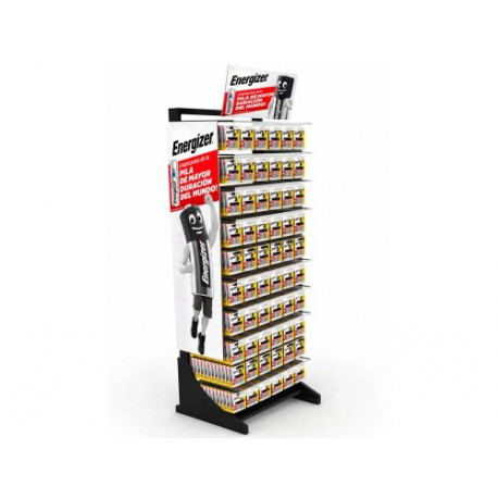 PILA ENERGIZER EXPOSITOR DE SUELO METALICO 60 GANCHOS CON 588 BLISTER SURTIDOS 2040X620X450 MM