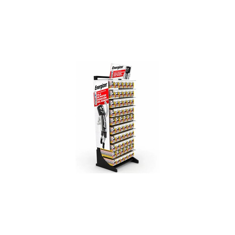 PILA ENERGIZER EXPOSITOR DE SUELO METALICO 60 GANCHOS CON 588 BLISTER SURTIDOS 2040X620X450 MM