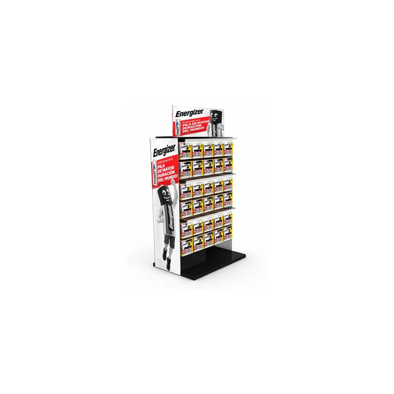 PILA ENERGIZER EXPOSITOR DE SOBREMESA METALICO 30 GANCHOS CON 274 BLISTER SURTIDOS 1280X480X280 MM