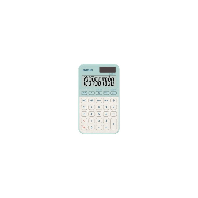 CALCULADORA CASIO SL-310YC BOLSILLO 12 DIGITOS TECLAS TAX +/- COLOR VERDE CLARO