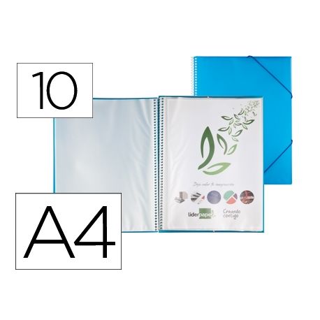 CARPETA LIDERPAPEL ESCAPARATE CON ESPIRAL 10 FUNDAS POLIPROPILENO DIN